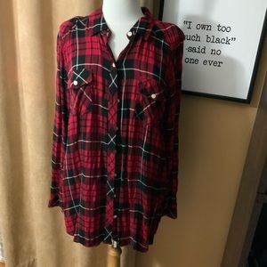 Ladies Plus size Plaid Button Shirt